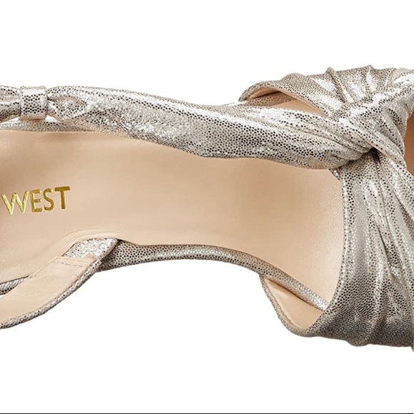 NINE WEST Ultana Metallic Heeled Women’s Sandals Silver-Metallic Size 11M - Picture 4 of 14